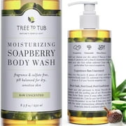 Tree To Tub Unscented Body Wash for Sensitive Skin \u0026 Dry Skin - pH Balanced Fragrance Free Body Wash, Hydrating Sulfate Free Body Soap for Women \u0026 Men